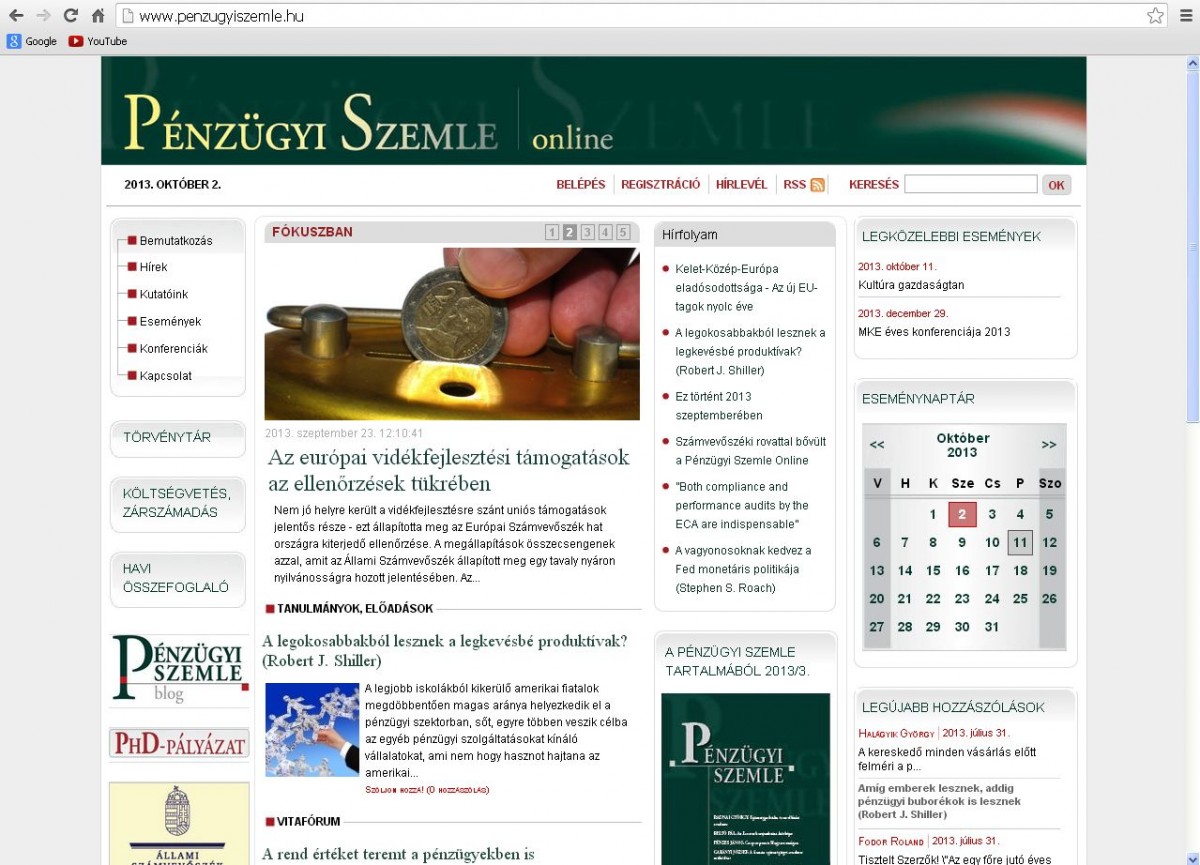 Országos projektek/Pénzügyi Szemle Online